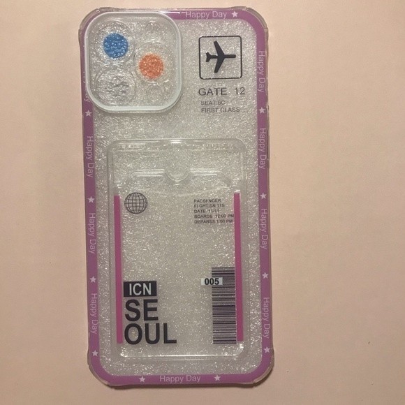 Happy day / Seoul clear iPhone 13 pro max case with card holder